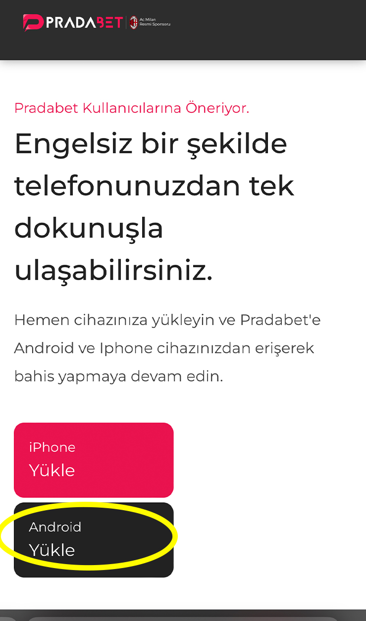 Pradabet Android